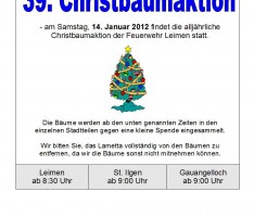 14. Januar – Christbaumaktion