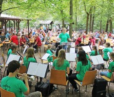 Waldfest des MV Sandhausen: Viele Orchester – Beste Stimmung – Am Ende leider Regen
