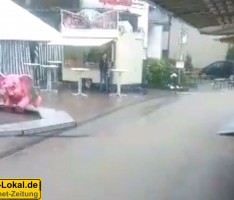 Schwere Regenschauer auf der Gauangellocher Kerwe und in Leimen