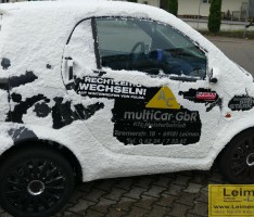 Der Winter kommt bestimmt – Multicar Leimen erinnert mit verschneitem Smart
