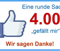 Wir sagen Danke für 4.000 Facebook „Gefällt-mir“-Klicks
