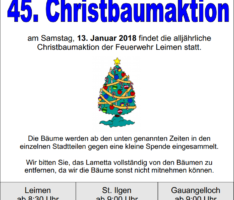 13. Januar: Christbaumaktion der Jugendfeuerwehren in Leimen, Gauangelloch und St. Ilgen