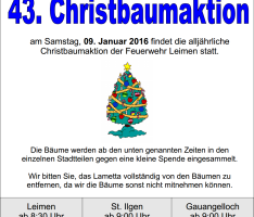 9. Januar: Christbaumaktion der Jugendfeuerwehren Leimen, St. Ilgen und Gauangelloch