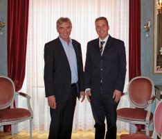 MdL Karl Klein im Dialog mit Leimens neuem Oberbürgermeister Hans Reinwald