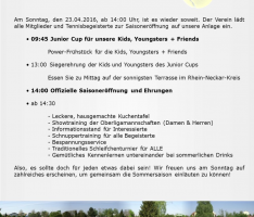 Saisoneröffnung beim TC Blau-Weiß Leimen kommenden Sonntag