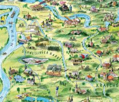 Kostenlose Wimmelbild-Landkreis-Karte: </br>Für Touristen und als Wandschmuck
