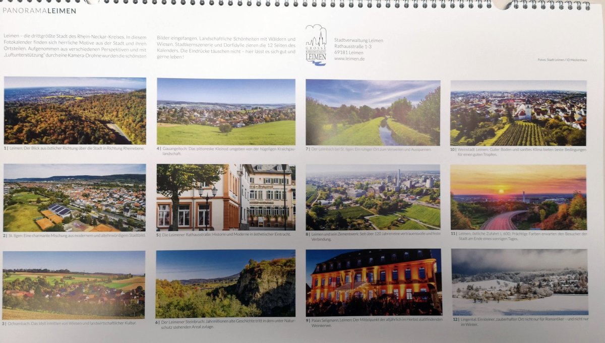 Panorama-Kalender von Leimen: 12 große Farbbilder zeigen die schönsten Seiten