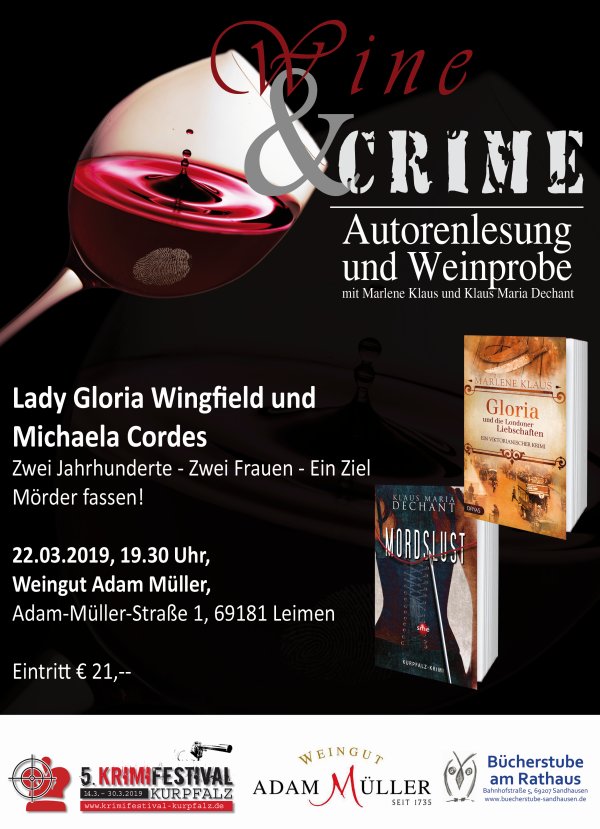 22. März: Autorenlesung Wine & Crime im Weingut Adam Müller