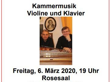 Einladung zum Kammermusikabend für Violine und Klavier am 6. März