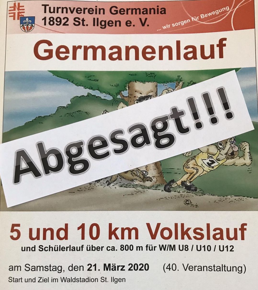 Absage: Germanenlauf / Volkslauf über 5 und 10 km am  21. März