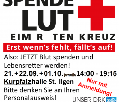Herbst-Blutspenden in St. Ilgen – Spender dringend gesucht  – bitte mit Anmeldung
