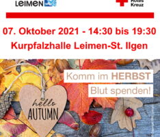 DRK Leimen und Blutspendedienst bitten zur Blutspende in der Kurpfalzhalle