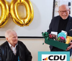 CDU-Stadtverband Leimen-St. Ilgen-Gauangelloch gratuliert Herrn Peter Mandl zum 100sten Geburtstag
