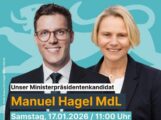 Wahlkampftermin: Manuel Hagel am 17. Januar im Wagner Florapark