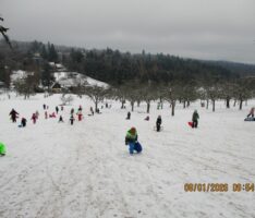 Schlittenfahren auf dem Kohlhof mit allen Elisabeth Ding Kindergartenkindern