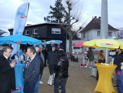 Zwischen Regenschirm und Rollator <br>Wahlkampf auf dem Wochenmarkt