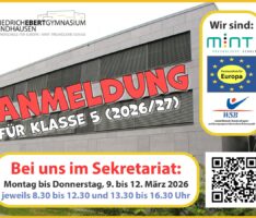 Gymnasial-Schulanmeldung der neuen Fünftklässler für das nächste Schuljahr