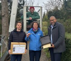 Für die „Jäger der Nacht“: Fledermauskästen auf dem Leimener Friedhof installiert