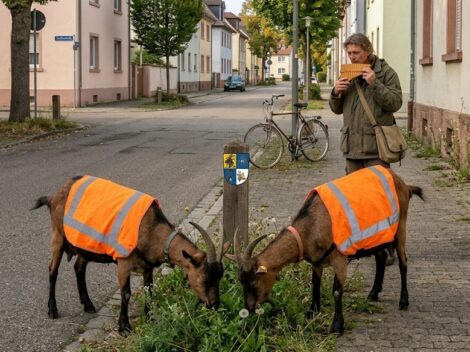 Biologische Grünflächenpflege durch kleinteilige Ziegenbeweidung im Stadtgebiet Leimen