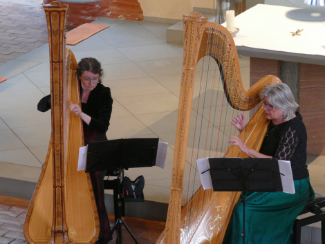 Zwei Harfen füllten die Ägidiuskirche: <br>Duo Cordaliante spielte in St. Ilgen