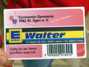Vereinskarte des TV Germania 1892 St. Ilgen für die Spendenaktion mit Edeka Walther in Leimen.