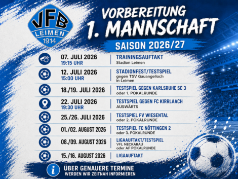 VFB Leimen startet am 7. Juli in die Vorbereitung – Testspieltermine stehen fest