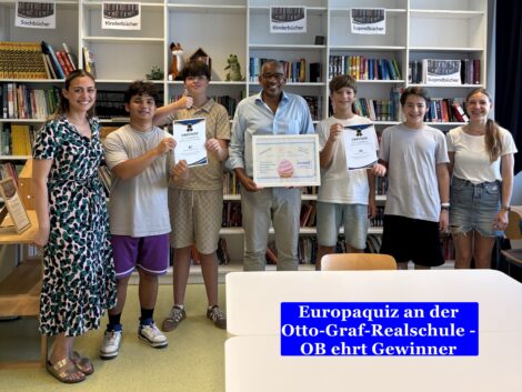 Europaquiz und Juniorwahl an der Realschule – OB John Ehret ehrte Teilnehmer