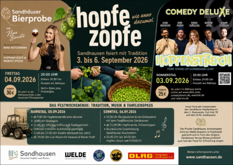Sandhäuser „Hopfe zopfe“-Festprogramm steht und verspricht beste Unterhaltung