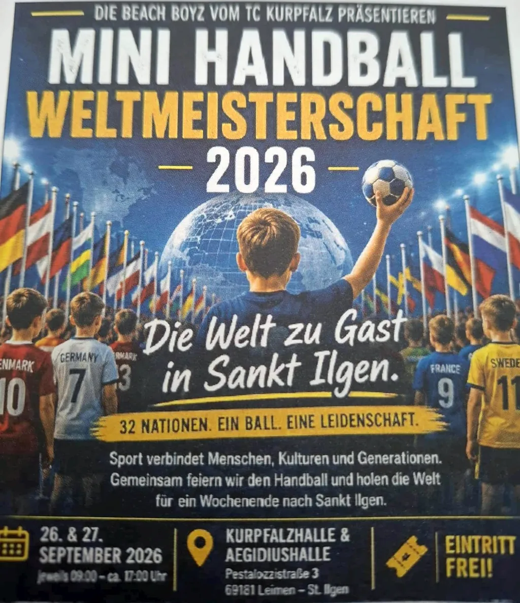 Veranstaltungsplakat zur Mini Handball Weltmeisterschaft 2026 in St. Ilgen