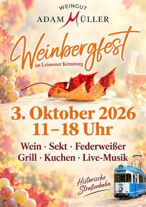 Plakat zum Weinbergsfest im Leimener Kreuzweg am 3. Oktober 2026