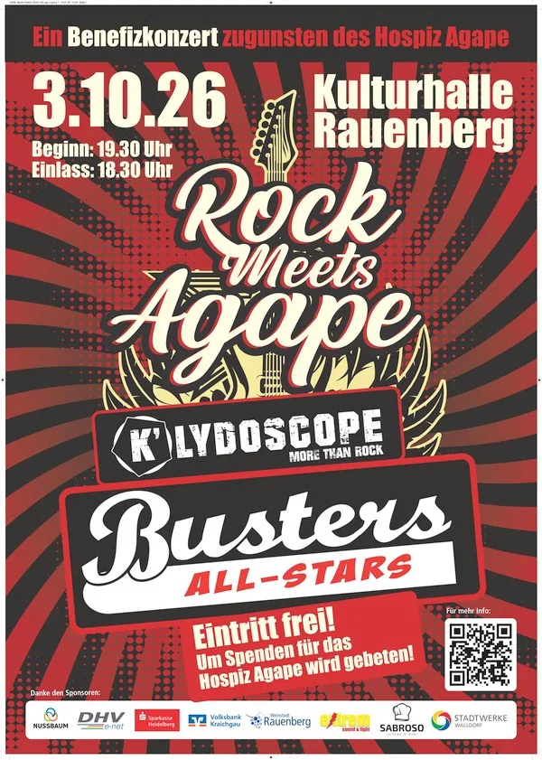 Plakat für Rock meets Agape am 3. Oktober 2026 in der Kulturhalle Rauenberg