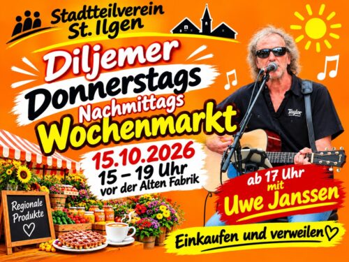 Uwe Janssen spielt morgen auf dem Diljemer Wochenmarkt – Kalender 2027 erstmals im Verkauf