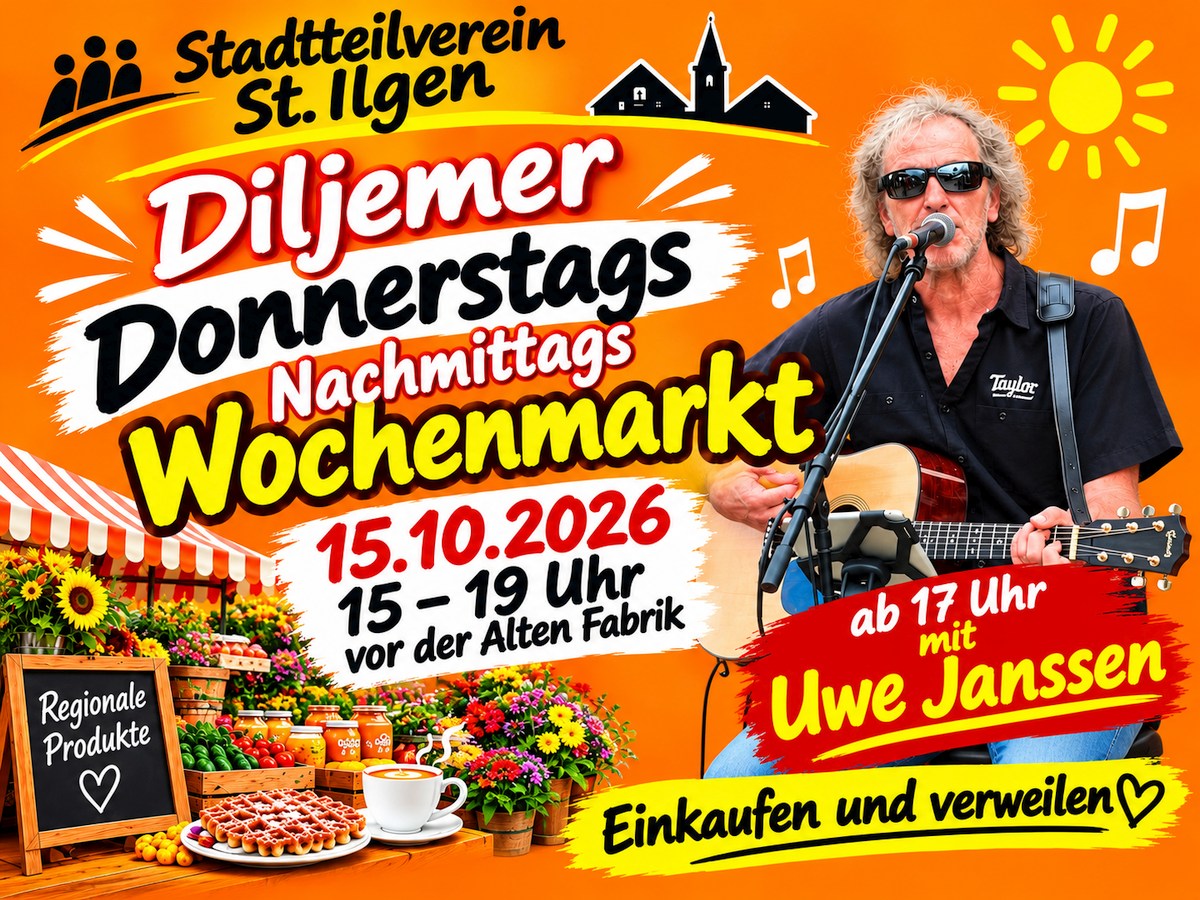 Uwe Janssen spielt morgen auf dem Diljemer Wochenmarkt – Kalender 2027 erstmals im Verkauf